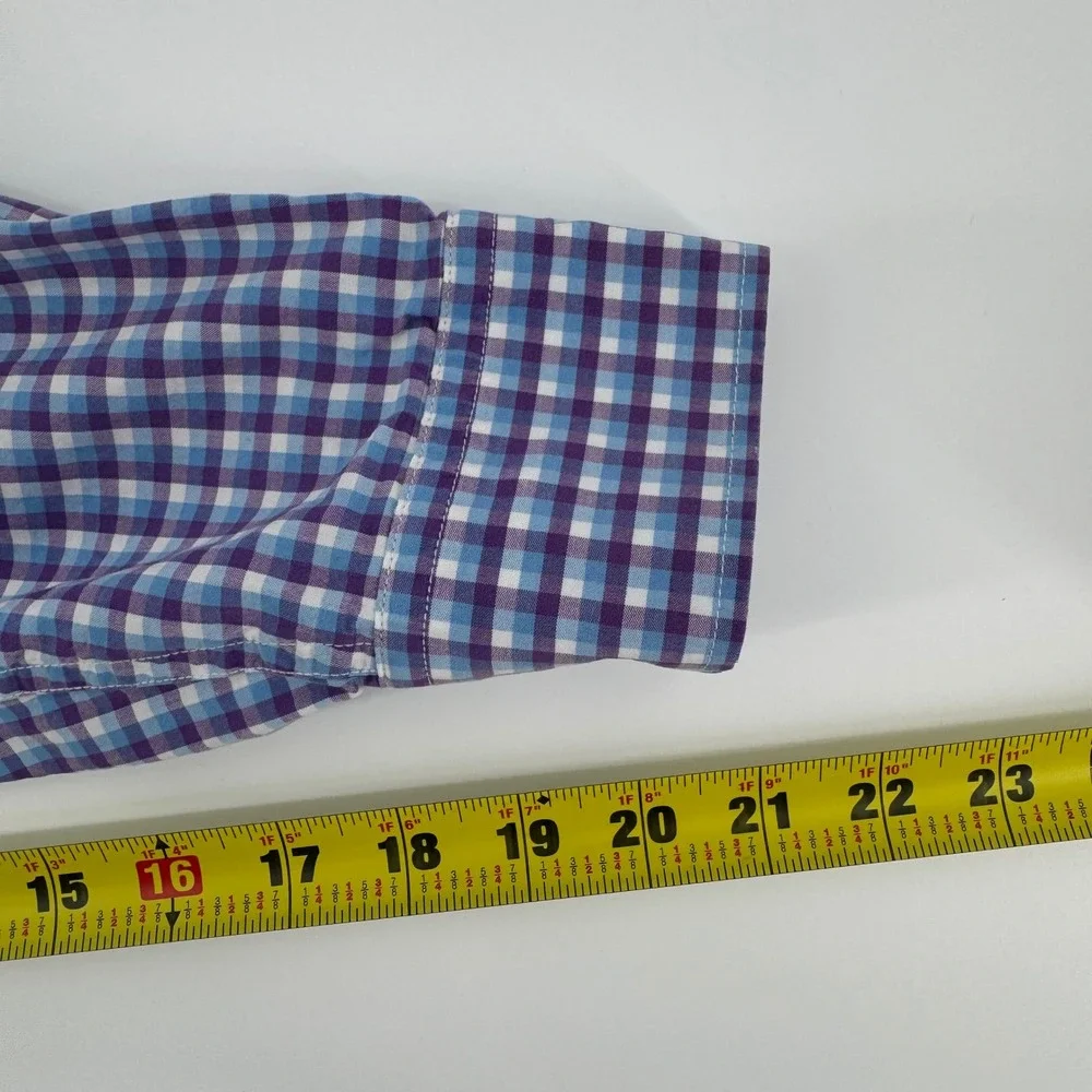 Banana Republic Mens XL Soft Wash Shirt Purple Blue Gingham Check‎ Plaid